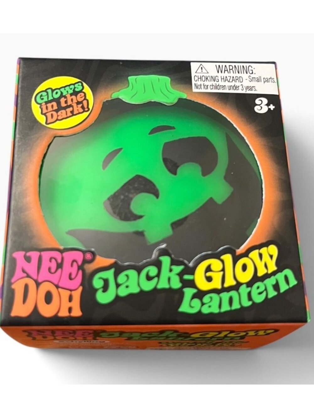 Schylling Nee Doh Jack Glow Lantern Green Squishy Glow in Dark New